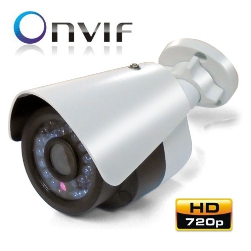 Camara IP Bullet Exterior con IR LEDs, CMOS 1/3", 1.3 Mpx, IR hasta 30 mts, 3D DNR, DWDR y BLC, Estándar ONVIF