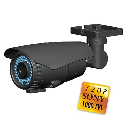 Bullet IR Exterior Sensor SONY 1/3 720p/1000TVL, Varifocal 2.8 ~ 12 mm, Ultra WDR, 49 LEDs ~ 40 mts, IP66, OSD